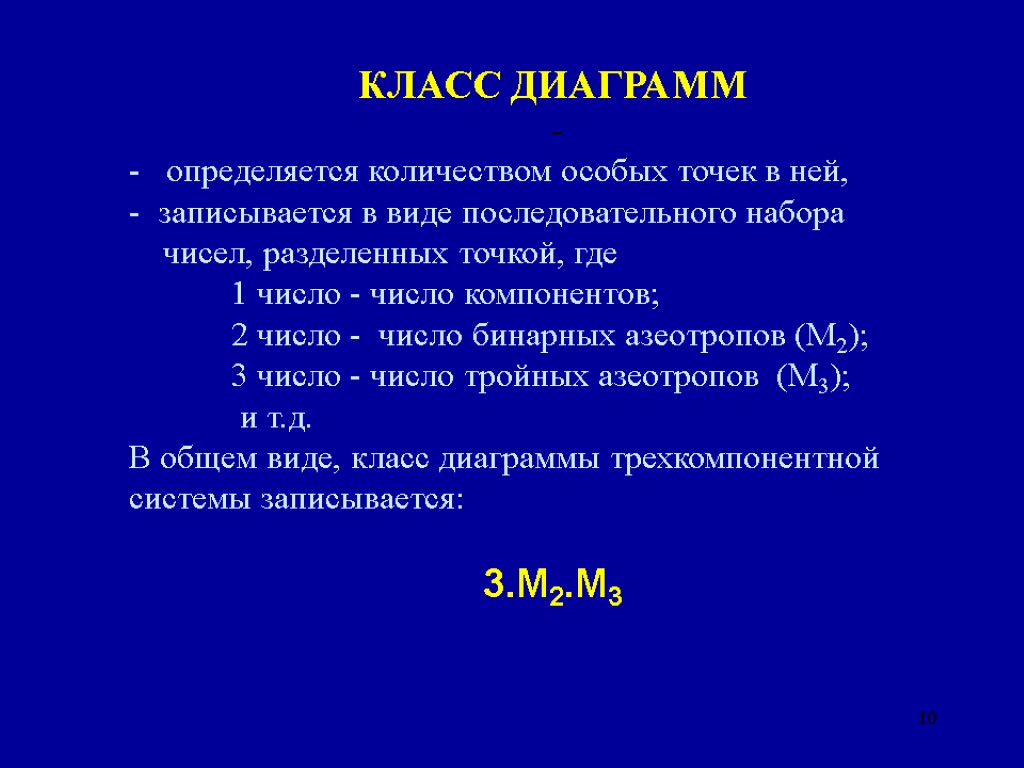 10 КЛАСС ДИАГРАММ - - определяется количеством особых точек в ней, записывается в виде